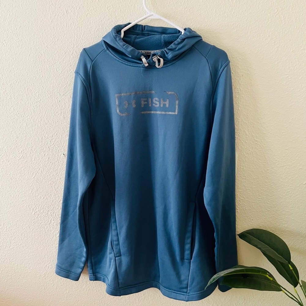 🎣 Under Armour Fish Hoodie – Blue Performance Pullover, 🔥 Lightweight. Sporty🔥